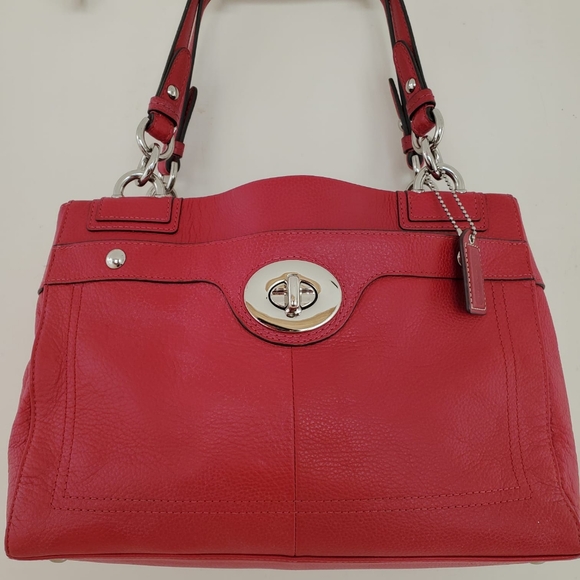 Coach Penolope Red Leather Shoulder Bag - Picture 1 of 12